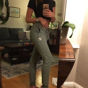Green Adidas joggers sweatpants